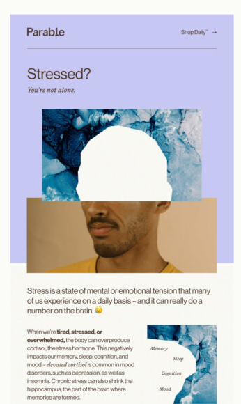 Parable’s stress-related email content.